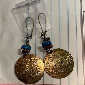 Fashion Jewelry Gold and Blue Bohemian Earrings
